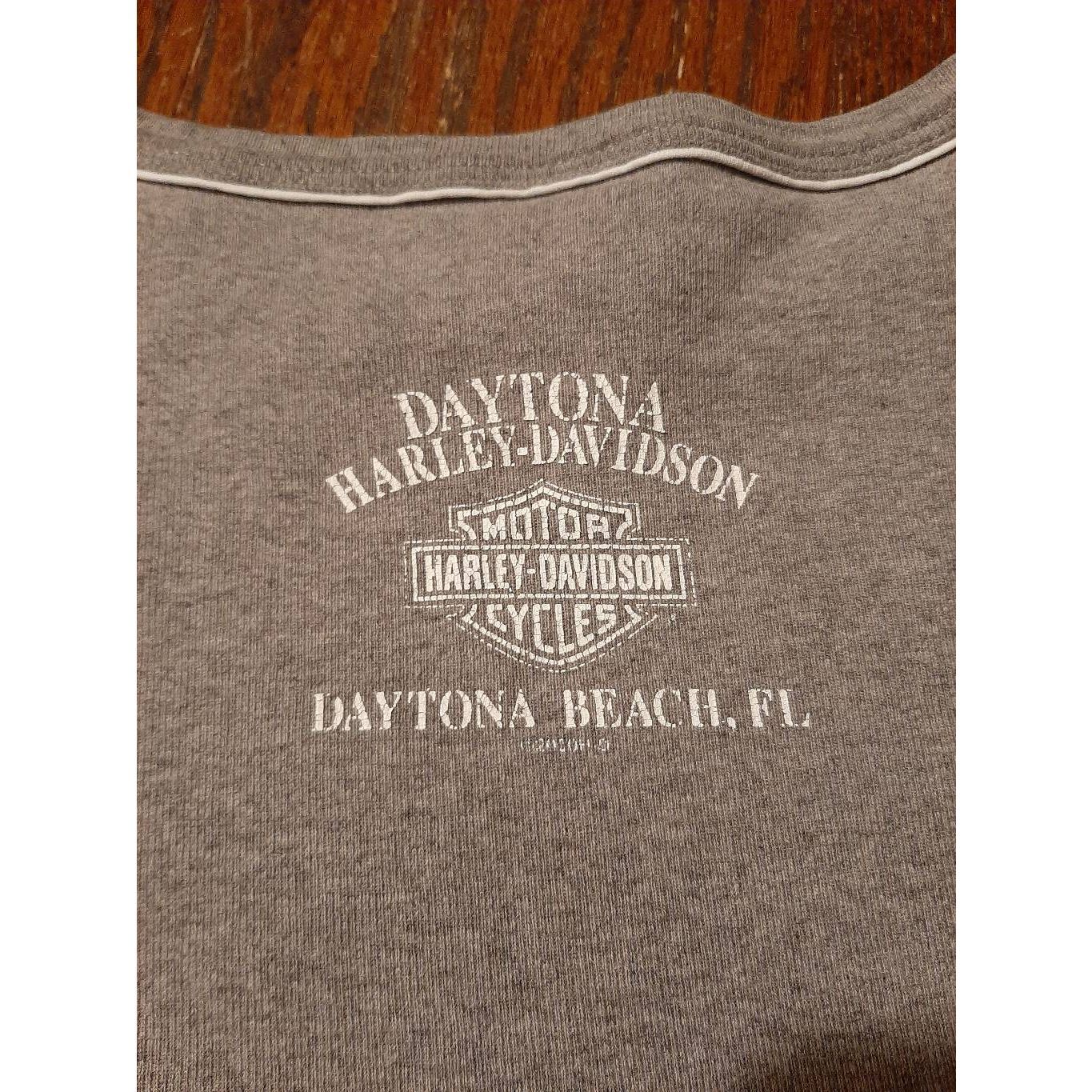 Vintage Large 2001 Harley Davidson Daytona Beach Grey Short Sleeve Tee Tshirt